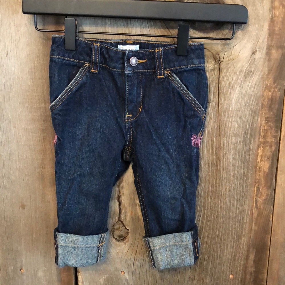Old Navy Blue Dark Wash Jeans Convertible Crop Straight Leg 4 Pocket Size 2T - Picture 1 of 14